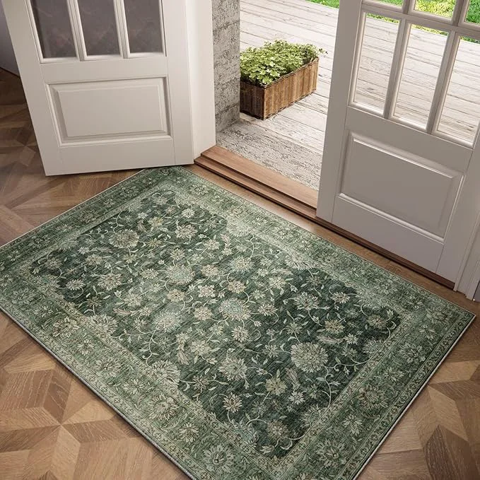 Contemporary Washable 2×3 Entryway Rug Boho Non-Slip Door Mat Vintage Distress Small Rugs Environmentally Friendly