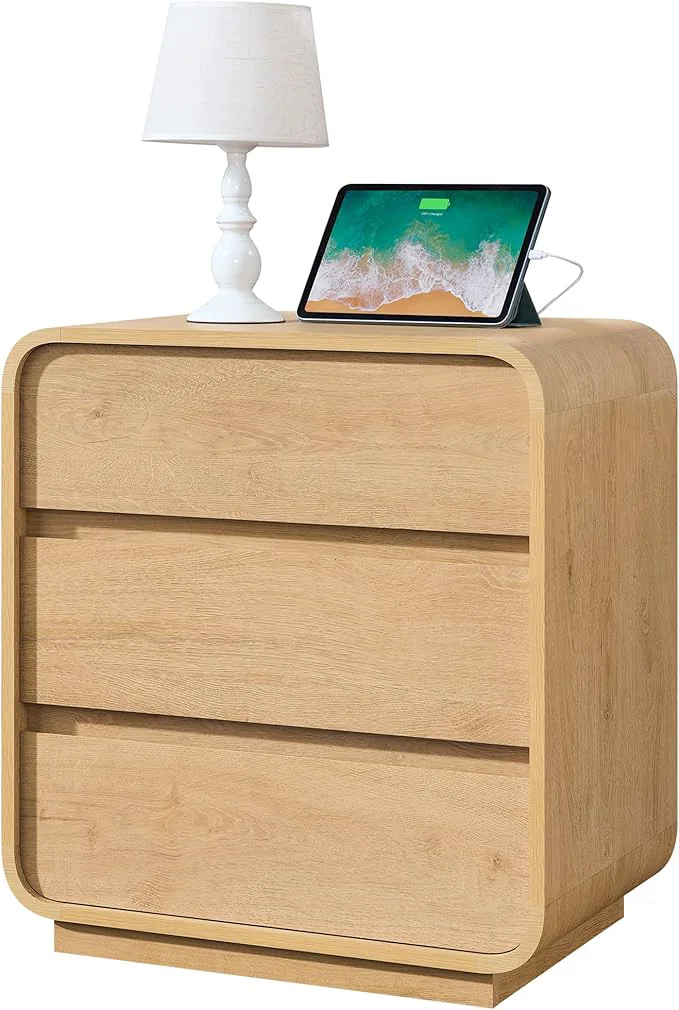 Dependable Modern Nightstand 3 Drawers Dresser Side Table Large End Table Night Stand Unique