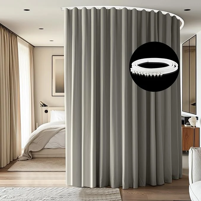Trendy Room Divider Ceiling Mounted Curtains Track Sets Extra Wide Blackout Curtain Fine