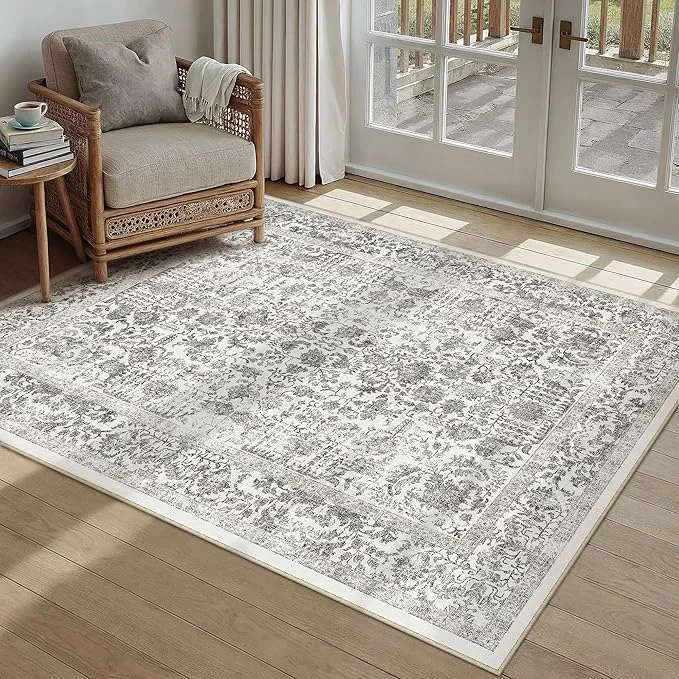 Authentic Black Area Rug 4×5 Office Entryway Rug Machine Washable Kitchen Vintage Trendy