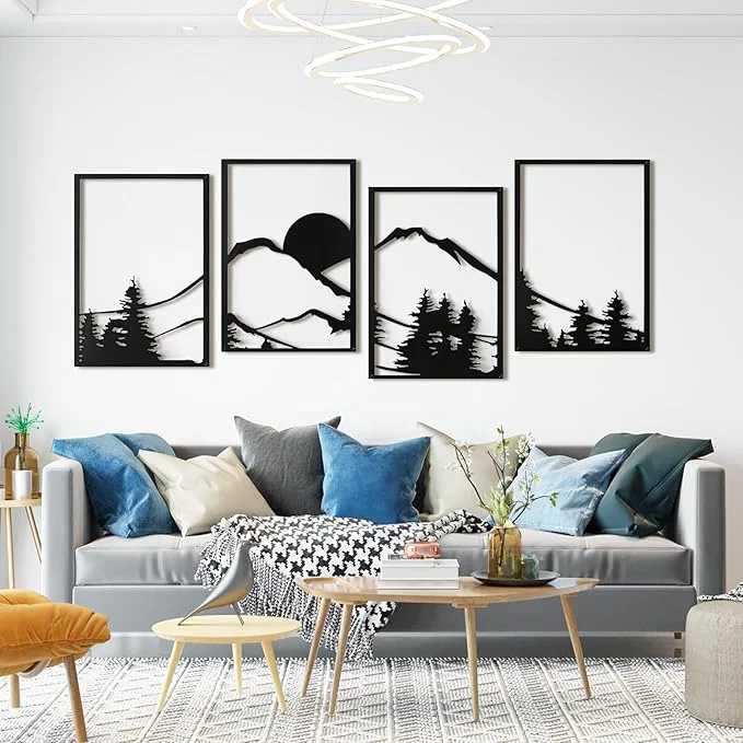 Innovative Art3d Black Metal Wall art 4 Pieces Wall Decor Versatile