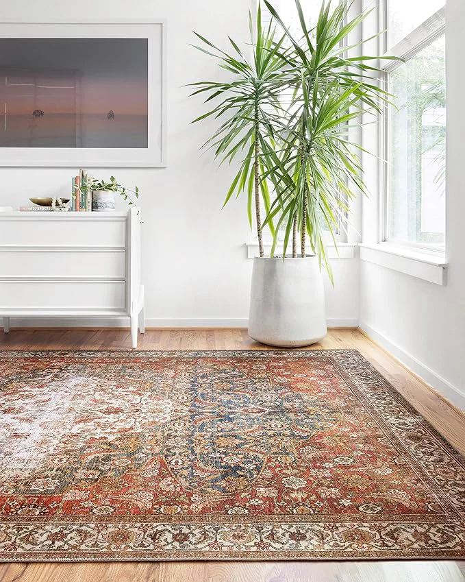 Next-Generation Loloi Layla Collection LAY-05 Ocean Multi 9′-0 x 12′-0 .13 Thick Area Rug Pure