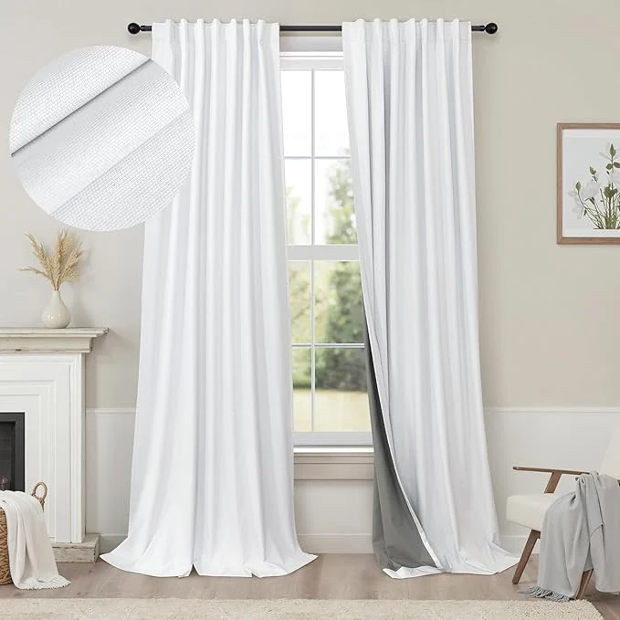 Breathable Pitalk Blackout Curtains for Bedroom White 100 Inch Length Living Room Fine Crafted