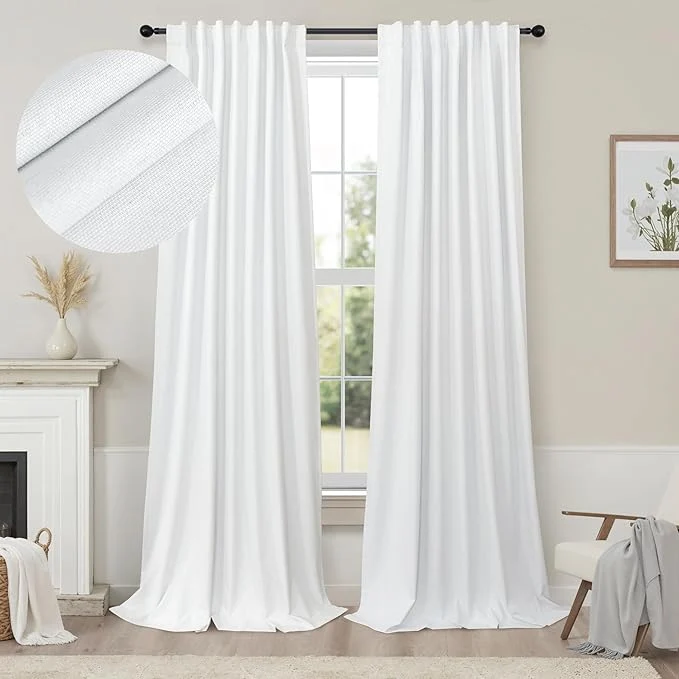 Selected Sliding Glass Door Curtains 98 Inches Long Blackout White Curtains Smooth
