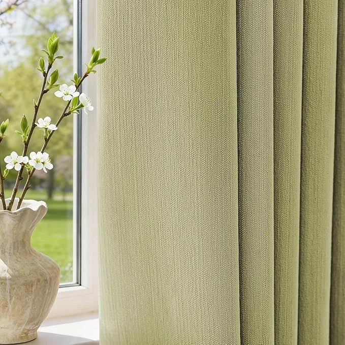 Natural jinchan Chenille Blackout Curtains 108 Inches Long Sage Green Thermal Insulated Convenient
