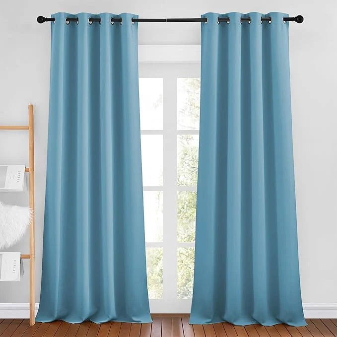User-Friendly NICETOWN Teal Blue Room Darkening Curtains Powerful