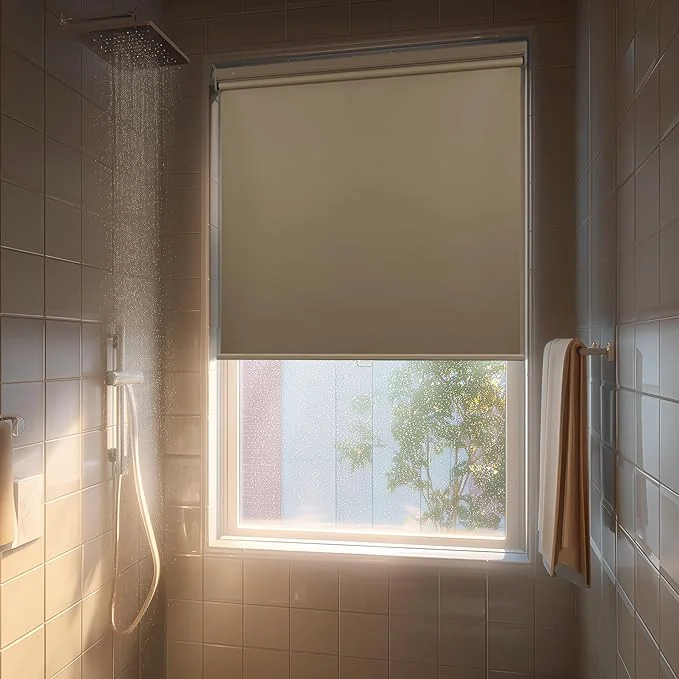Exceptional HESTIA No Drill Cordless Blackout Roller Shades Screwless Waterproof Shower Elite
