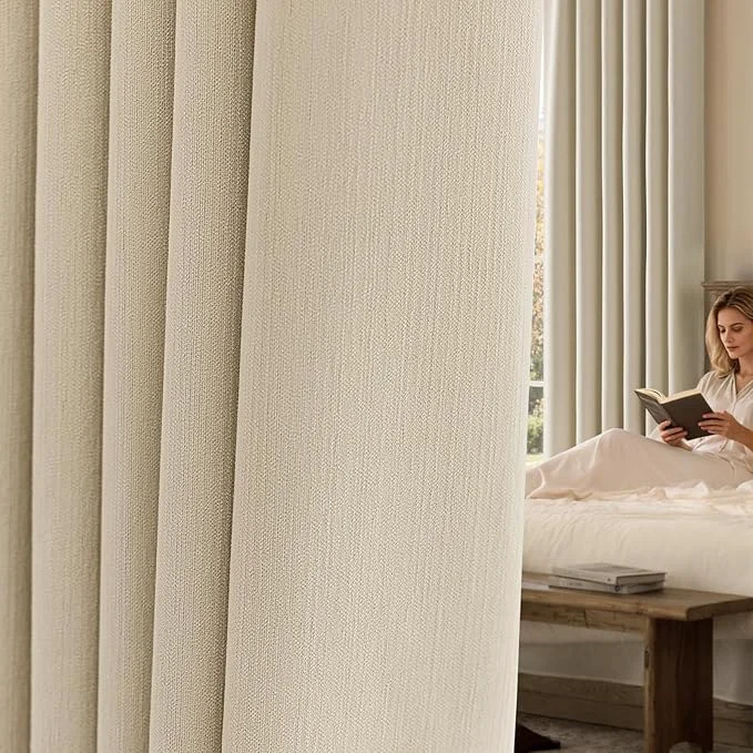 Exceptional jinchan Chenille Blackout Curtains 84 Inches Long 2 Panels Beige Thermal Exclusive