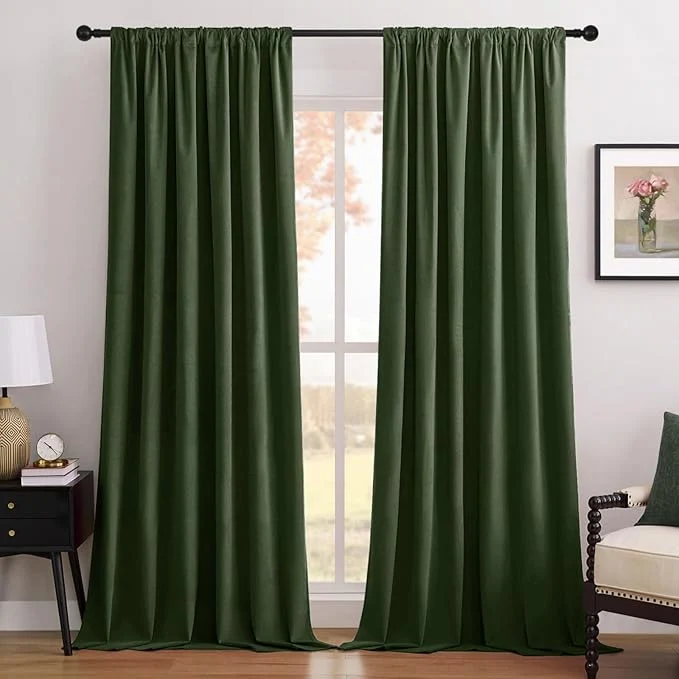 Easy-to-Use Joydeco Olive Green Blackout Curtains 84 Inch 2 Panels Luxury Thermal Eco-Friendly