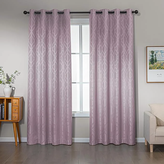 Comfortable Amazon Basics Jacquard 2-Piece Blackout Curtains Living Room and Bedroom Smooth