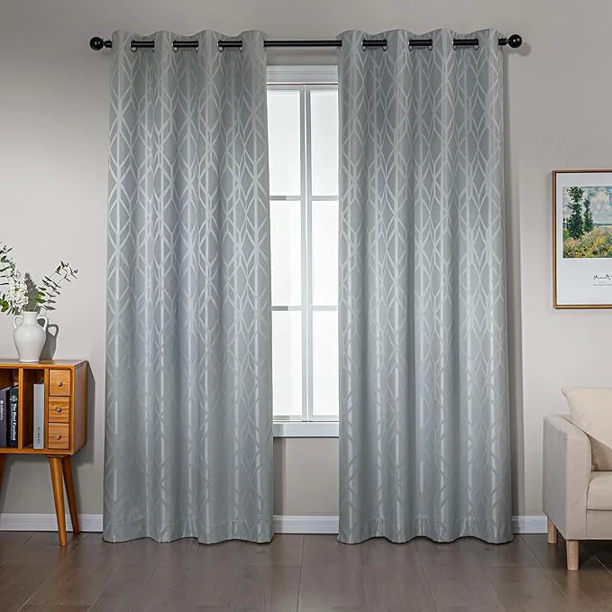 Practical Amazon Basics Jacquard 2-Piece Blackout Curtains Living Room and Bedroom Fine Crafted