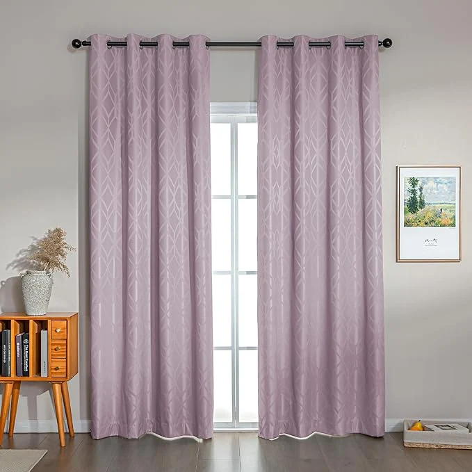 High-End Amazon Basics Jacquard 2-Piece Blackout Curtains Living Room and Bedroom Fine