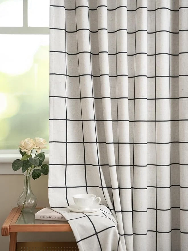 Trendy Plaid Pinch Pleated Curtains Advanced