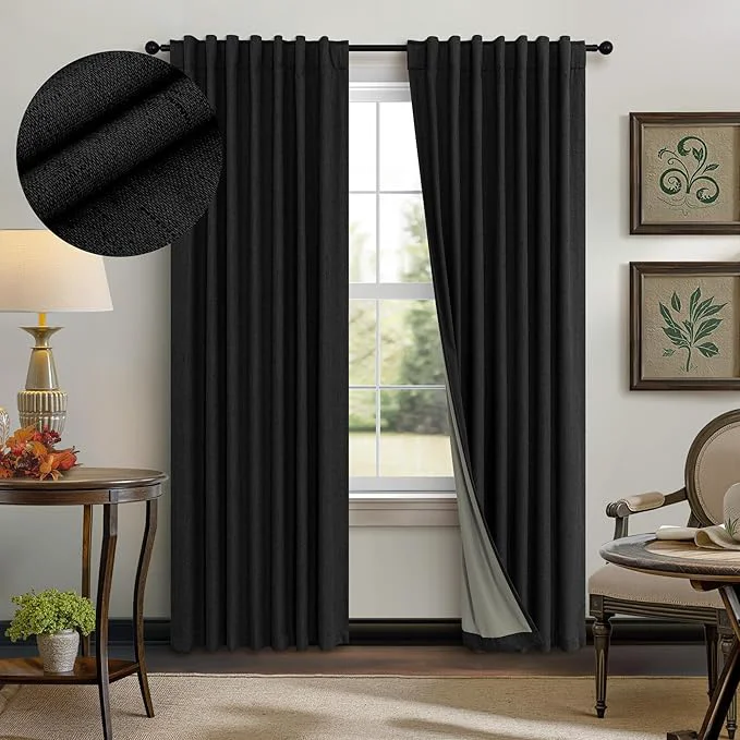 Safe 72 Inch Blackout Curtains for Living Room 2 Panel Burg Complete Black Out Eco-Friendly