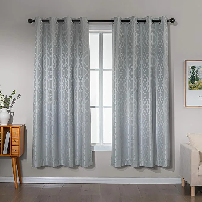 Elegant Amazon Basics Jacquard 2-Piece Blackout Curtains Living Room and Bedroom Certified