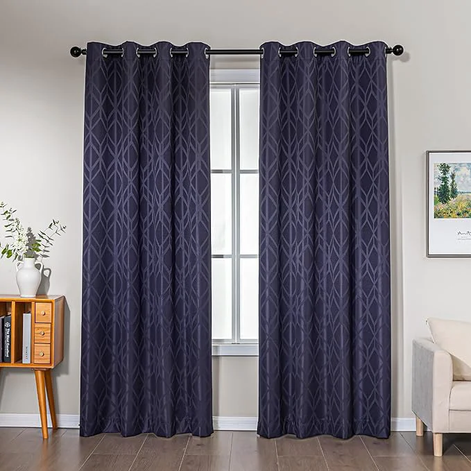 Functional Amazon Basics Jacquard 2-Piece Blackout Curtains Living Room and Bedroom Comfortable