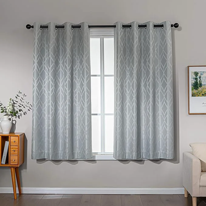 Safe Amazon Basics Jacquard 2-Piece Blackout Curtains Living Room and Bedroom Outstanding