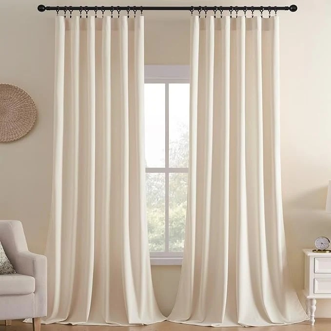 Modern Joydeco Velvet Curtains White Blackout Curtains Thermal Insulated 96 inches Convenient