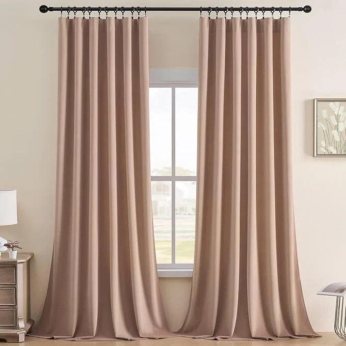 Stylish Joydeco Velvet Curtains Rose Beige Blackout Curtains Thermal Insulated 72 Genuine