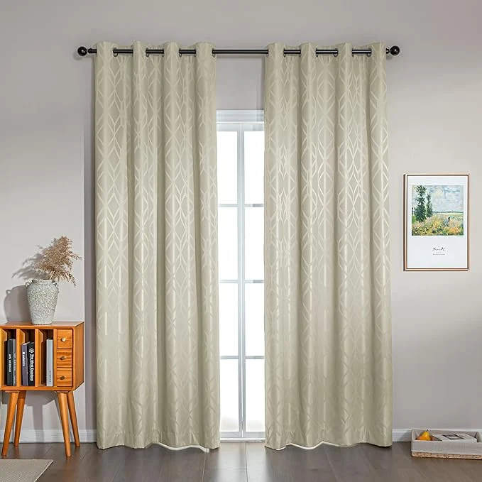 Clean Amazon Basics Jacquard 2-Piece Blackout Curtains Living Room and Bedroom World-Class