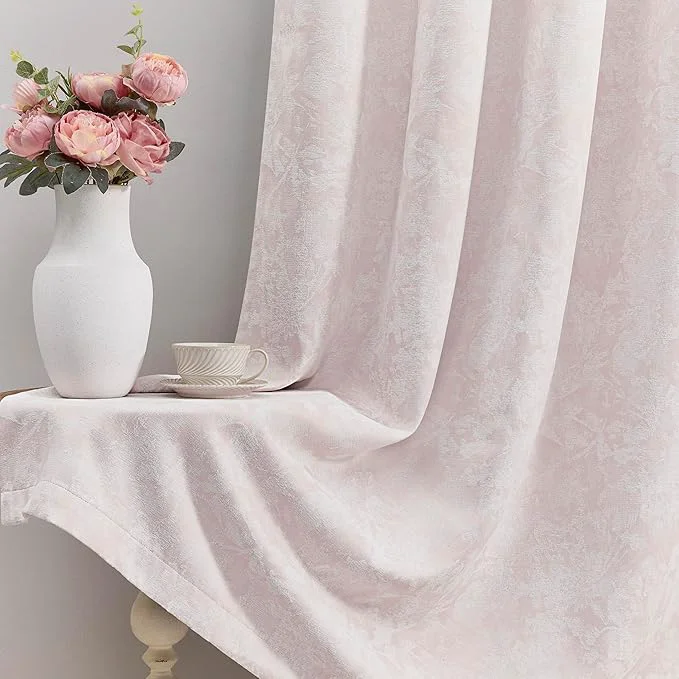 Consistent Beauoop Pink Floral Jacquard Blackout Curtains 90 Inches Long 2 Panels High-Performance