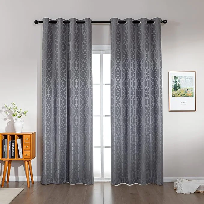 Comfortable Amazon Basics Jacquard 2-Piece Blackout Curtains Living Room and Bedroom Responsible