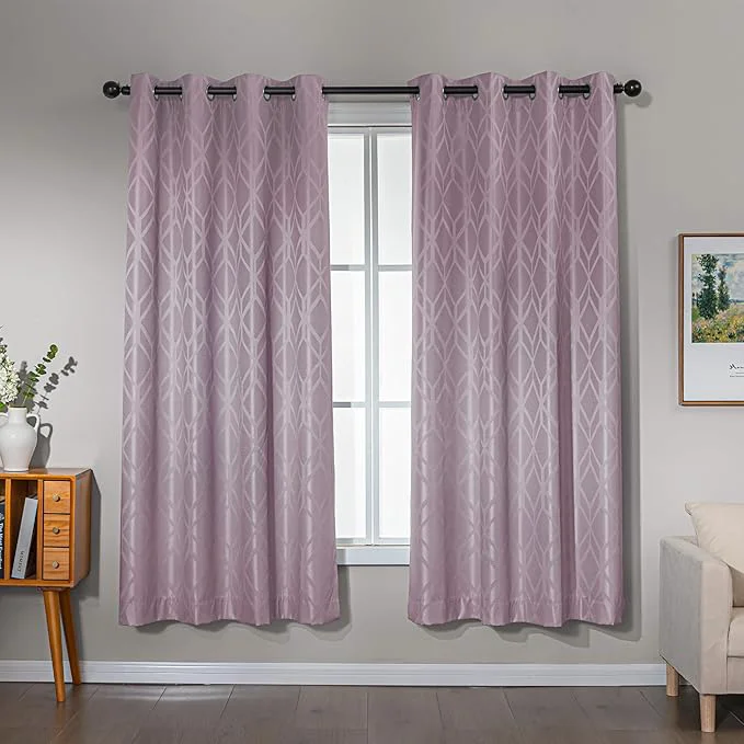 Authentic Amazon Basics Jacquard 2-Piece Blackout Curtains Living Room and Bedroom Casual