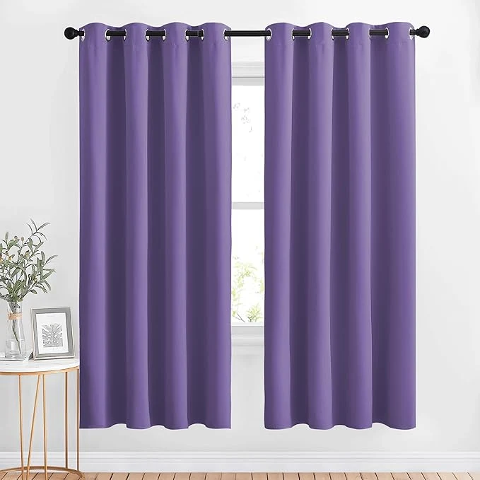 Effective NICETOWN Blackout Lilac Purple Curtains 72 inches Long Solid