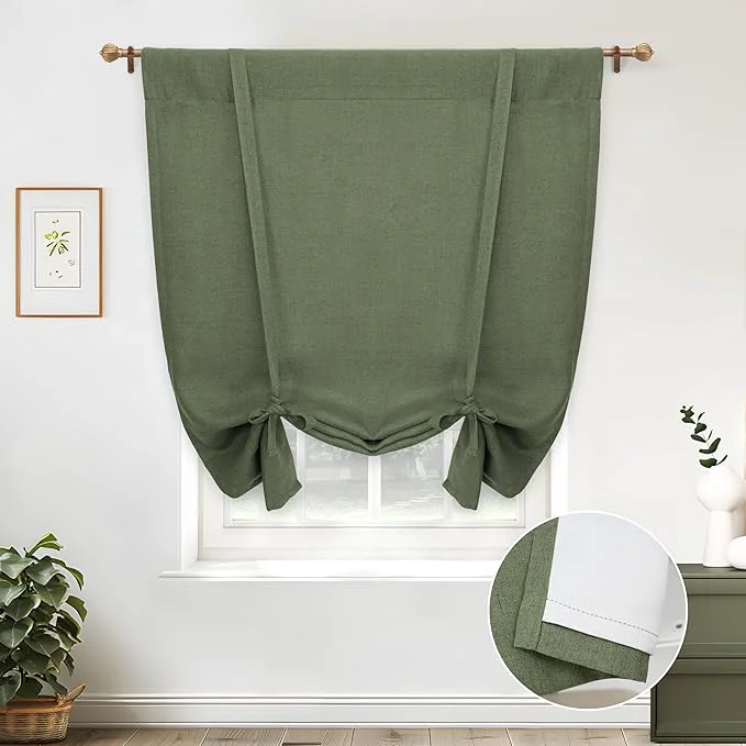 Outstanding DriftAway Double Layer Linen Blackout Tie Up Curtains Thermal Insulated Fully Innovative