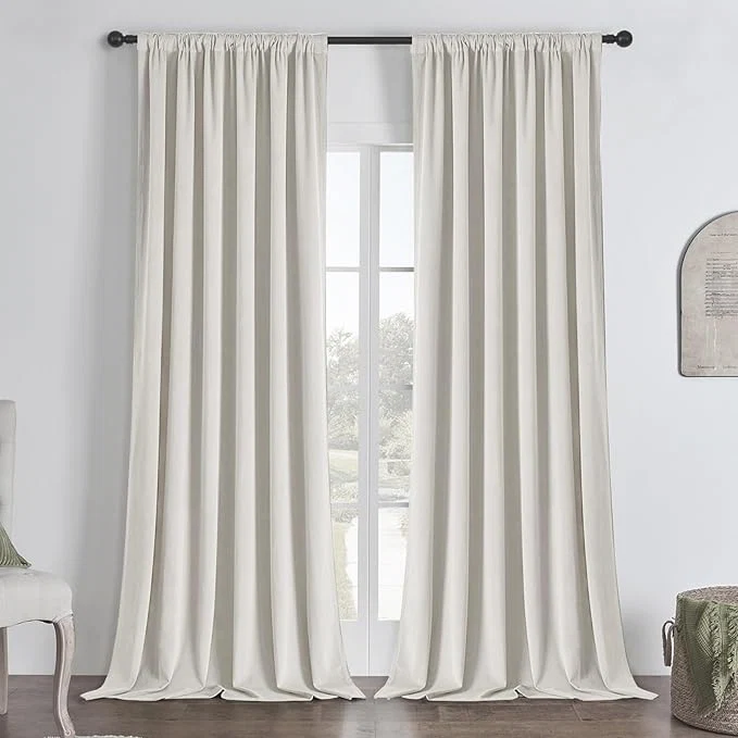 Fashionable Joydeco White Blackout Curtains 84 Inch 2 Panels Luxury Thermal White Powerful