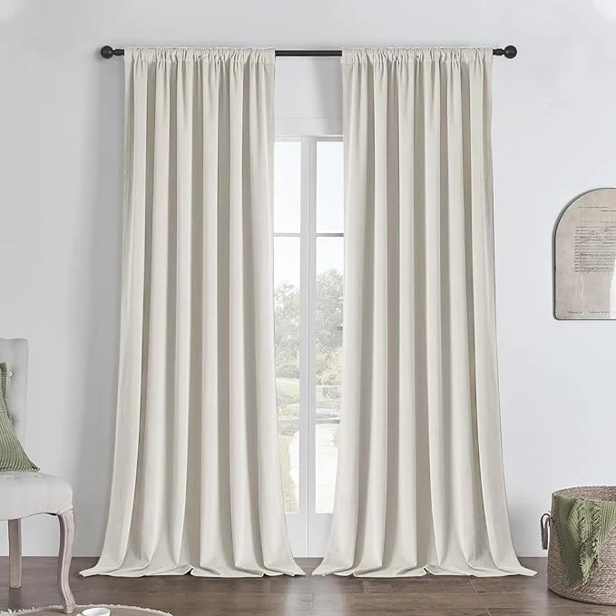 Reusable Joydeco White Blackout Curtains 90 Inch 2 Panels Luxury Thermal White Prestigious