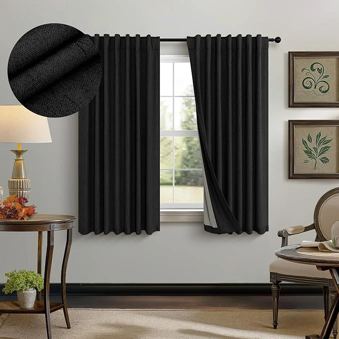 Sustainable Pitalk 54 Inch Blackout Curtains Length 2 Panels Set Back Tab Pocket Room Casual