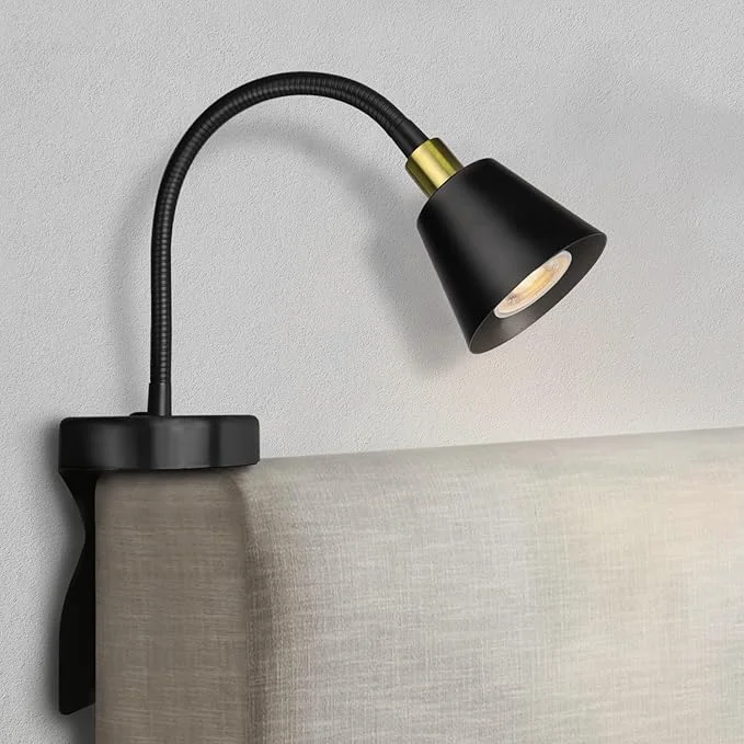 Efficient Solfres Patented Innovative Design Headboard Reading Light. No Drilling Golden Authentic