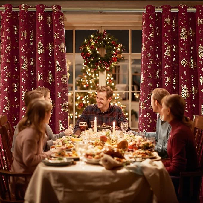 Original NICETOWN 2 Christmas Red Curtains 52 x 90 Inch Holiday Style Window Treatment Healthy