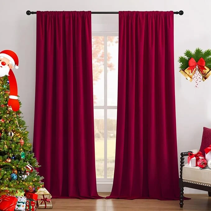 Secure Joydeco Red Blackout Curtains 102 Inch 2 Panels Luxury Thermal Red Velvet Safe