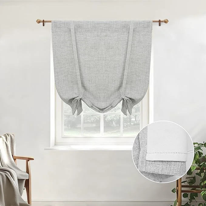 Effective DriftAway Double Layer Linen Blackout Tie Up Curtains Thermal Insulated Fully Original Design