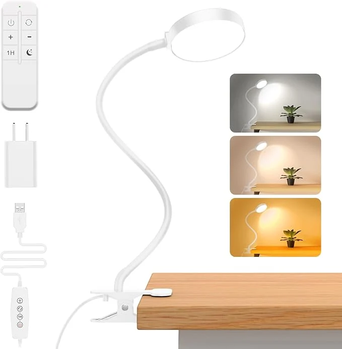 Crafted Reading Light with Remote LED Desk Lamp Clip on RA 95 Dimmable Flexible Versatile