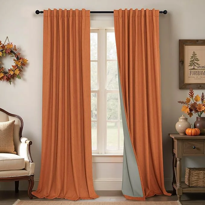 Premium Pitalk Blackout Burnt Orange Curtain Convenient