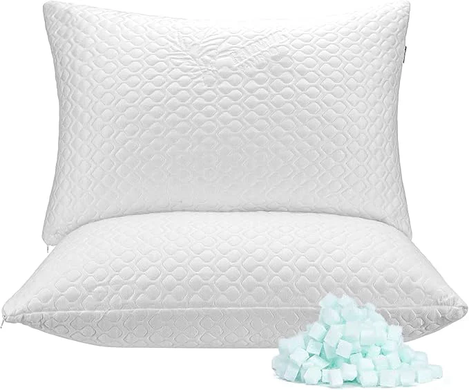 Green Memory Foam Pillows Queen Size Set of 2 Professional