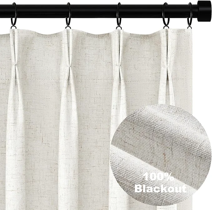 Trusted Topfinel Black Out Linen Curtains 54 Inch Long Pinch Pleat Back Tab Pleated Detailed
