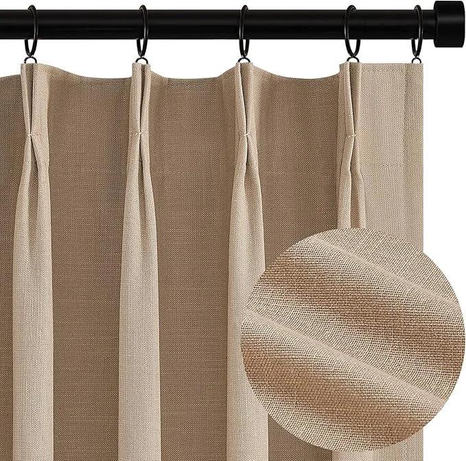Efficient Topfinel 105 Inches Long Custom Black Out Faux Thick Linen Drapery Panels Practical
