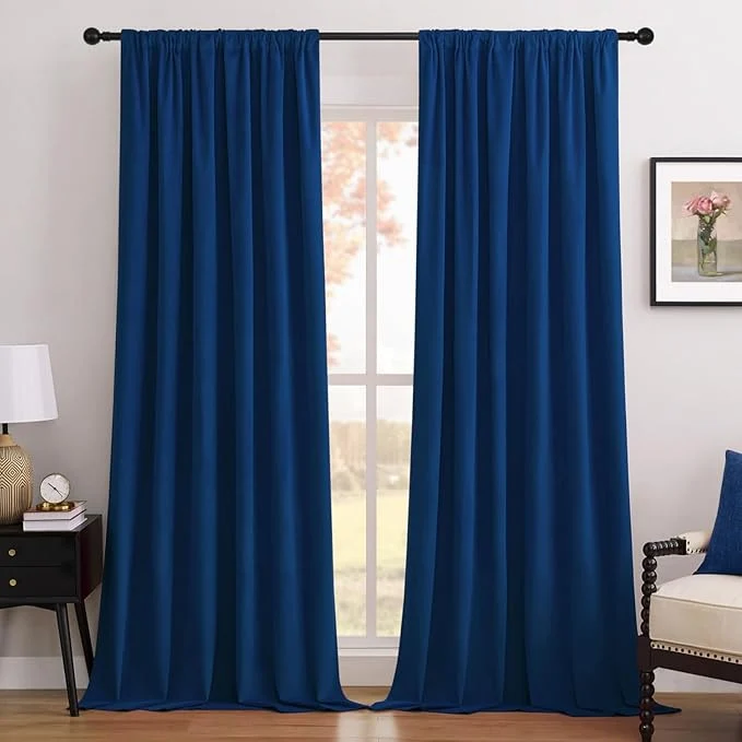 World-Class Joydeco Royal Blue Blackout Curtains 108 Inch 2 Panels Luxury Thermal Sustainable