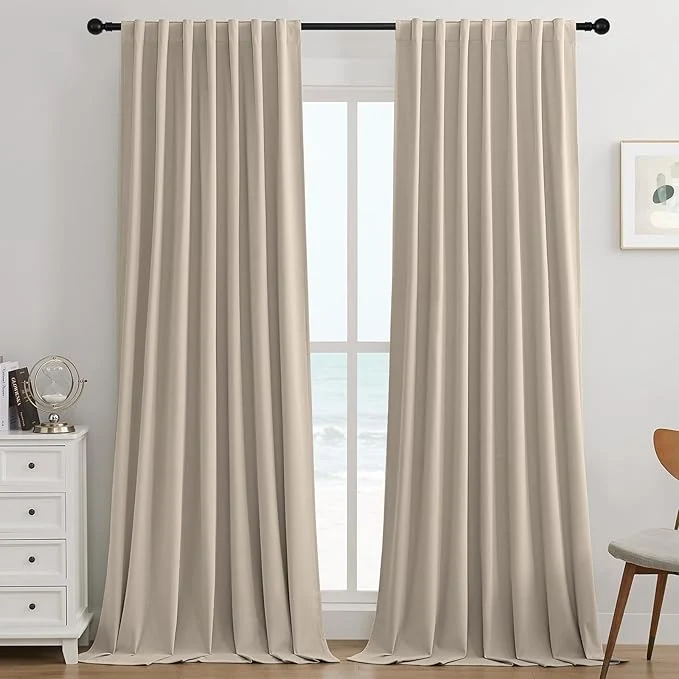 Prestigious Joydeco Light Beige Blackout Curtains 120 Inch 2 Panels Luxury Thermal Next-Generation