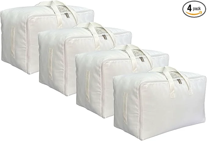 Natural Soft Large Canvas Comforter Storage Bags Traditional