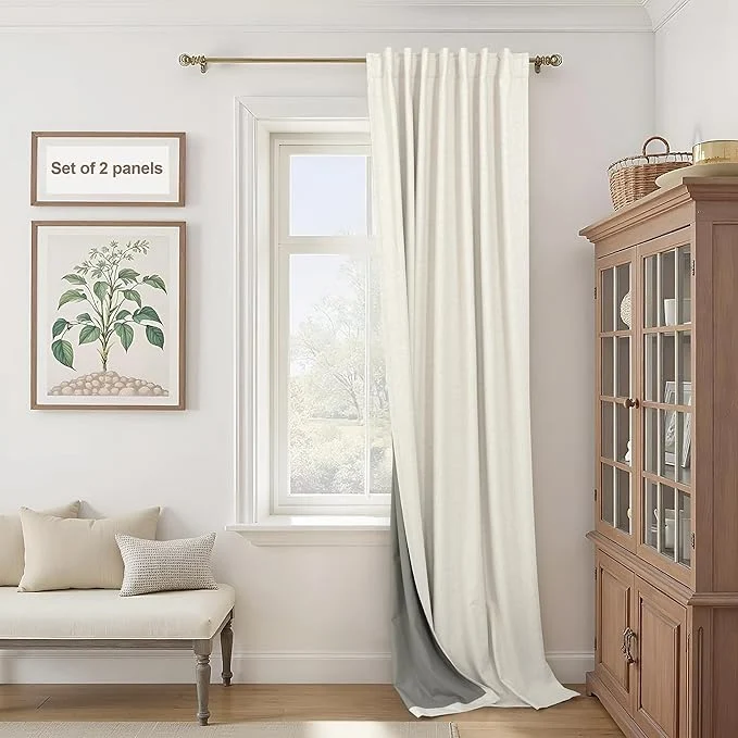 Professional 60 Inch Extra Wide Curtains for Windows 120 to 140 Blackout Linen 90 Inch Long Environmentally Friendly