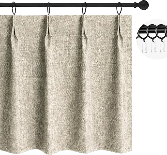 Durable WdFour 24×36 Inch Pinch Pleated Blackout Cafe Curtains Crafted