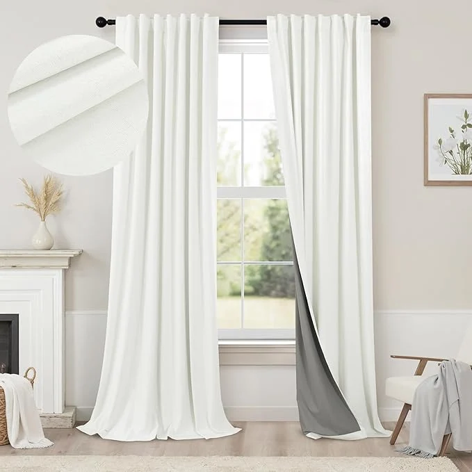 Healthy Ivory Blackout Curtains 90 Inches Long 2 Panel Light Blocking Patio Drape Reliable