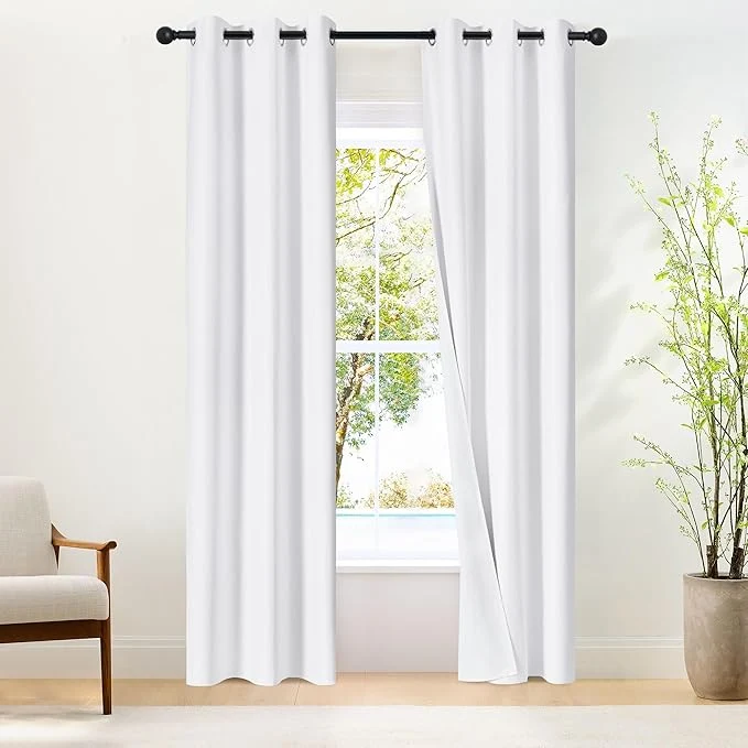 Efficient NICETOWN White Blackout Curtains W52 x L84 2 Panels Grommet Full Blackout Comfortable