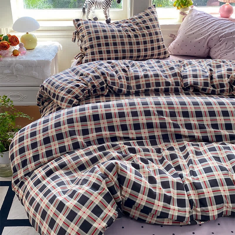 Trusted Ownkoti Heritage Plaid Red amp Navy Washed Cotton Bedding Set Recyclable