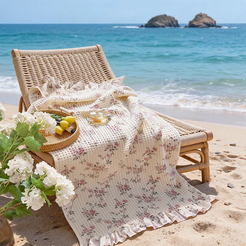 Elegant Ownkoti Cottagecore Ruffle Waffle Cotton Beach amp Bath Towel Selected